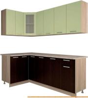 Кухня Интерлиния Мила 12x21 (салатовый/дуб венге) картинка