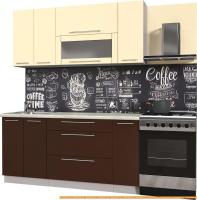 Кухня Интерлиния Мила Пластик 1.7 В (шоколад глянец/ваниль глянец/опал светлый) картинка
