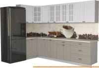 Кухня Интерлиния Мила Деко 1.2x3.0 (белый/луна/травертин серый) картинка