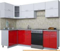 Кухня Интерлиния Мила Gloss 60-12x26 (белый/красный глянец) картинка