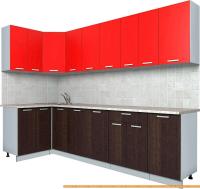 Кухня Интерлиния Мила Лайт 1.2x2.8 (красный/дуб венге) картинка