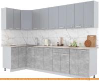 Кухня Интерлиния Мила Лайт 1.2x3.0 (серебристый-бетон-бискайская сосна) картинка