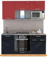Кухня Интерлиния Мила Gloss 1.7 (красный-черный) картинка