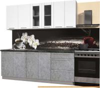 Кухня Интерлиния Мила Пластик 2.1 Б (мрамор/белый глянец/кастилло темный) картинка