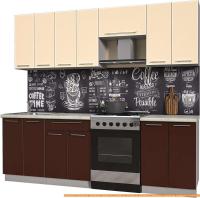 Кухня Интерлиния Мила Пластик 2.4 А (шоколад глянец/ваниль глянец/опал светлый) картинка