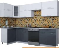 Кухня Интерлиния Мила Gloss 60-12x28 (белый/асфальт глянец) картинка