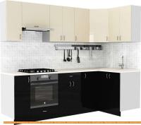 Кухня S-Company Клео глосc 1.2x2.5 правая (черный глянец/ваниль глянец) картинка