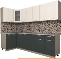 Кухня Интерлиния Мила 12x26 (антрацит/вудлайн кремовый) картинка