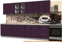 Кухня Интерлиния Мила Пластик 3.0 Б (слива глянец/опал светлый) картинка