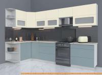 Кухня Интерлиния Мила Матте 1.5x3.2 Б левая (слоновая кость/океан/опал светлый) картинка