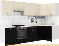 Кухня S-Company Клео глосc 1.2x3.0 правая (черный глянец/ваниль глянец) картинка