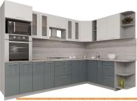 Кухня Интерлиния Мила Gloss 1.88x3.0 правая (белый-асфальт) картинка