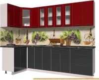 Кухня Интерлиния Мила Пластик 1.2x2.7 (антрацит гл/красный гл/кастилло темный) картинка