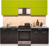 Кухня Интерлиния Мила Gloss 60-22 (яблоко/черный глянец) картинка