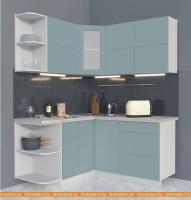 Кухня Интерлиния Мила Матте 1.5x1.6 А правая (океан-океан-травертин серый) картинка