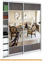 Шкаф-купе Кортекс-мебель Сенатор ШК11 Геометрия ДСП зеркало (белый/береза) картинка