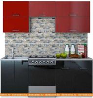 Кухня Интерлиния Мила Gloss 60-20 (бордовый/черный) картинка
