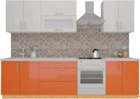 Кухня ВерсоМебель ВерсоЛайн 4-2.3 (белый 001/яркий оранжевый 008) картинка