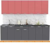 Кухня Интерлиния Мила Лайт 2.8 (красный-антрацит-кастилло темный) картинка