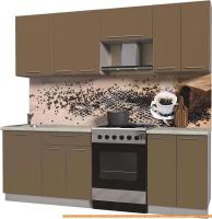 Кухня Интерлиния Мила Пластик 2.3 А (капучино глянец/опал светлый) картинка