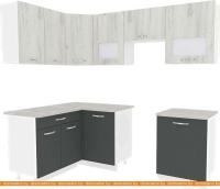 Кухня ВерсоМебель Эко-6 1.4x2.3 левая (дуб крафт белый/антрацит) картинка