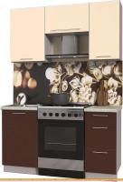 Кухня Интерлиния Мила Пластик 1.5 А (шоколад глянец/ваниль глянец/опал светлый) картинка