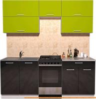 Кухня Интерлиния Мила Gloss 50-20 (яблоко/черный глянец) картинка