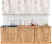 Кухня Интерлиния Мила Лайт 2.4 (дуб белый-дуб золотой-дуб бунратти) картинка