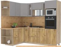 Кухня Интерлиния Мила 1.68x2.4 левая (серебристый-дуб золотой-дуб бунратти) картинка