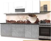 Кухня Интерлиния Мила Пластик 2.4 В (мрамор глянец/белый глянец/кастилло темн.) картинка