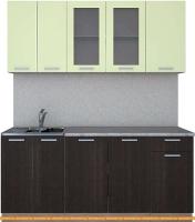 Кухня Интерлиния Мила 18-60 (дуб венге/салатовый) картинка