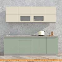 Кухня Интерлиния Мила Матте 2.3 А (слоновая кость/мята/травертин серый) картинка