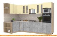 Кухня Интерлиния Мила 1.68x3.0 левая (ваниль-бетон-травертин) картинка