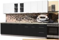 Кухня Интерлиния Мила Пластик 3.0 Б (черный глянец/белый глянец/опал светлый) картинка