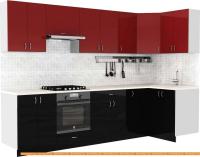 Кухня S-Company Клео глосc 1.2x3.0 правая (черный глянец/бургундский глянец) картинка