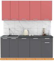 Кухня Интерлиния Мила Лайт 1.8-60 (красный-антрацит-кастилло темный) картинка