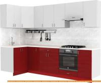 Кухня S-Company Клео глосc 1.2x2.8 левая (бургундский глянец/белый глянец) картинка