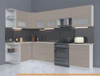 Кухня Интерлиния Мила Матте 1.5x3.0 Б левая (луна/луна/травертин серый) картинка