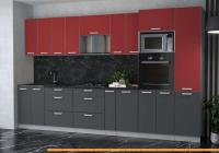 Кухня Интерлиния Мила Лайт 3.4 ВТ (красный/антрацит/кастилло темный) картинка
