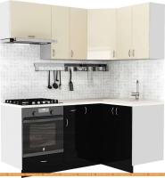 Кухня S-Company Клео глосc 1.2x1.8 правая (черный глянец/ваниль глянец) картинка