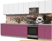 Кухня Интерлиния Мила Пластик 3.2 А (гортензия гл/белый гл/опал светлый) картинка