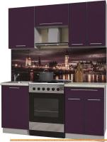 Кухня Интерлиния Мила Пластик 1.7 А (слива глянец/опал светлый) картинка