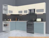 Кухня Интерлиния Мила Матте 1.5x3.0 Б левая (слоновая кость/океан/опал светлый) картинка