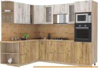 Кухня Интерлиния Мила 1.88x2.6 левая (дуб белый-дуб золотой-дуб бунратти) картинка