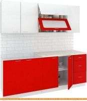 Кухня Кортекс-мебель Корнелия Мара 2.0м (белый/красный/марсель) картинка