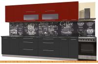 Кухня Интерлиния Мила Пластик 3.1 В (антрацит глянец-красный глянец-кастилло тем) картинка