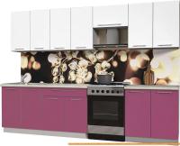 Кухня Интерлиния Мила Пластик 3.0 А (гортензия гл/белый гл/опал светлый) картинка
