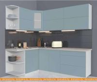 Кухня Интерлиния Мила Матте 1.5x2.2 А левая (океан/океан/травертин серый) картинка