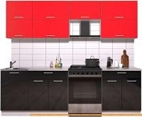Кухня Интерлиния Мила Gloss 60-25 (красный/черный глянец) картинка