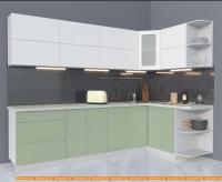 Кухня Интерлиния Мила Матте 1.5x2.8 А правая (белый/мята/опал светлый) картинка